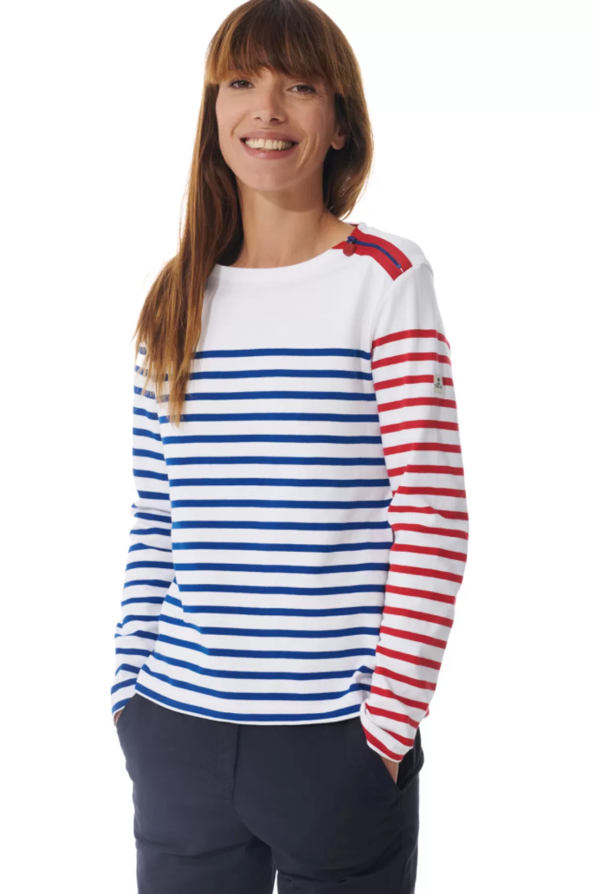 Women Mousqueton Marinière Zippée épaule