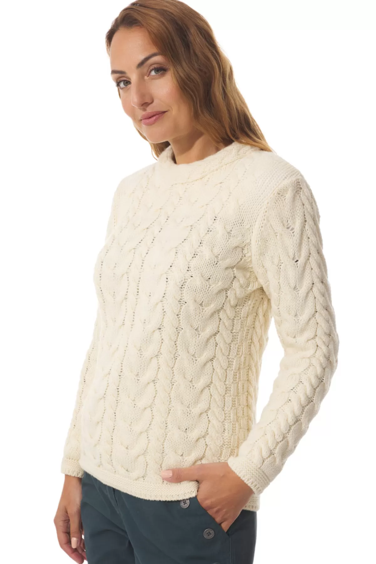 Women Mousqueton Pull Torsadé En Laine